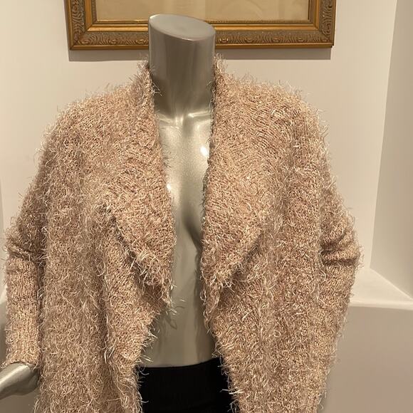 Adolfo Dominguez Open Front Jacket Cardigan Beige Size S - Picture 2 of 12